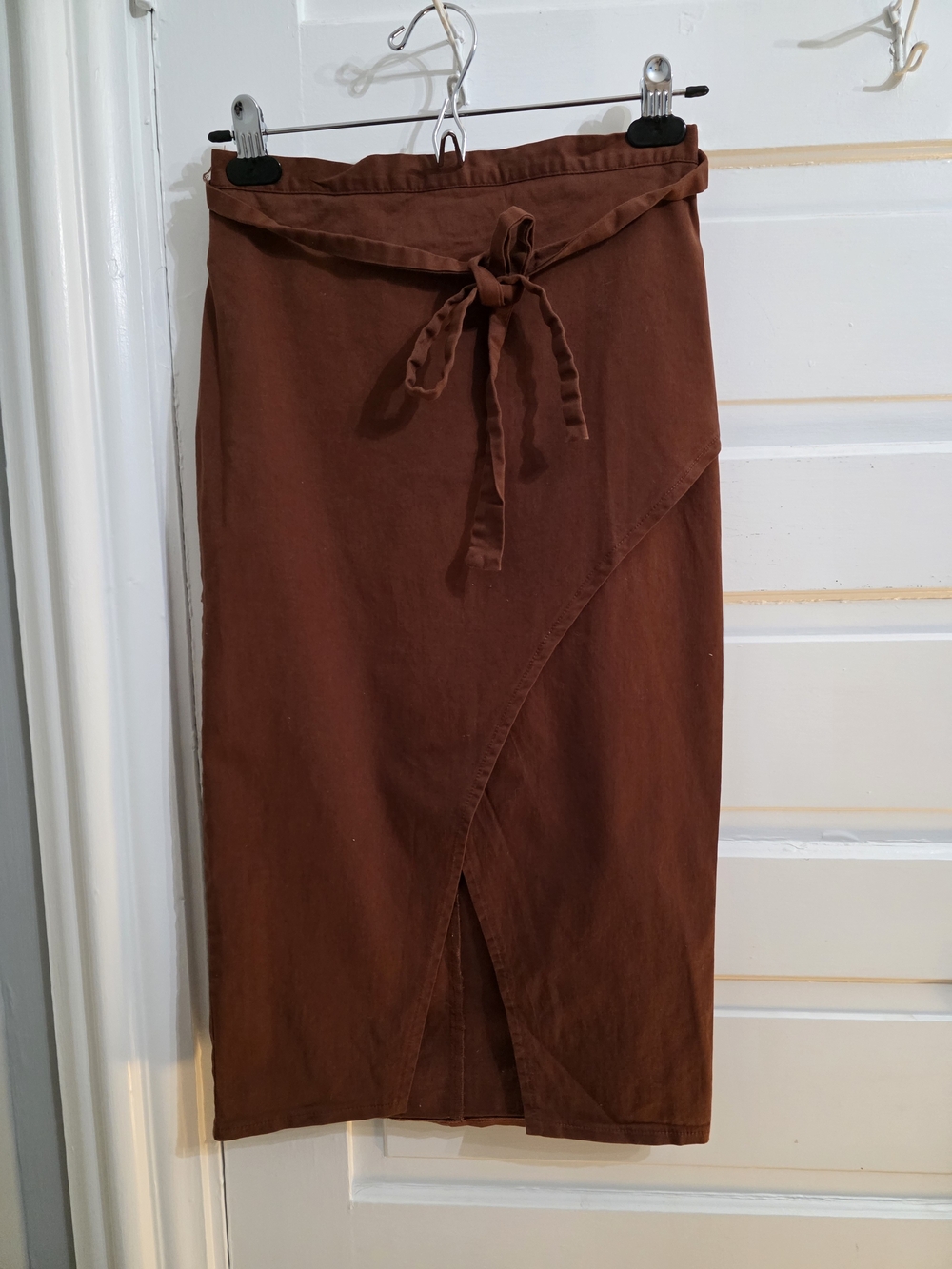 Brown Tie-Waist Wrap Midi Skirt - Women